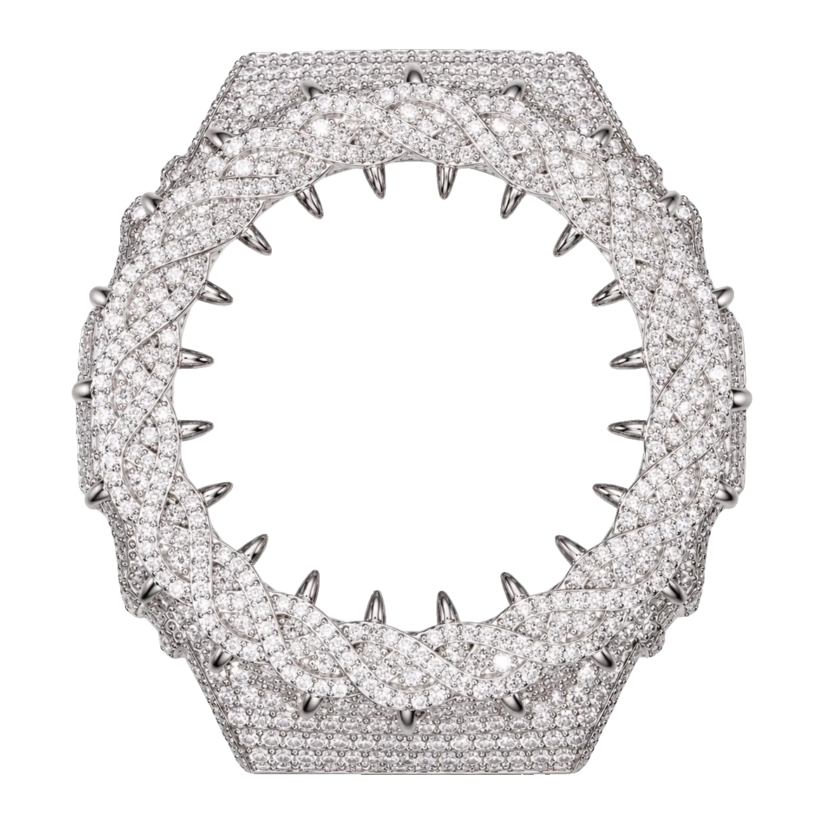GA-2100 Braided Pavé Bezel — Silver-Tone